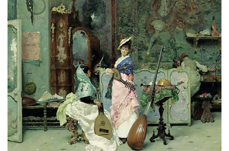 Le magasin de mandolines, Vicenzo Capobianchi (1836-1928), Italië, © Wikigallery.org